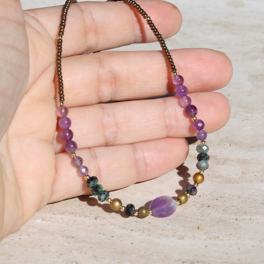 Amethyst & Ruby and Zoisite Necklace *Final Sale*