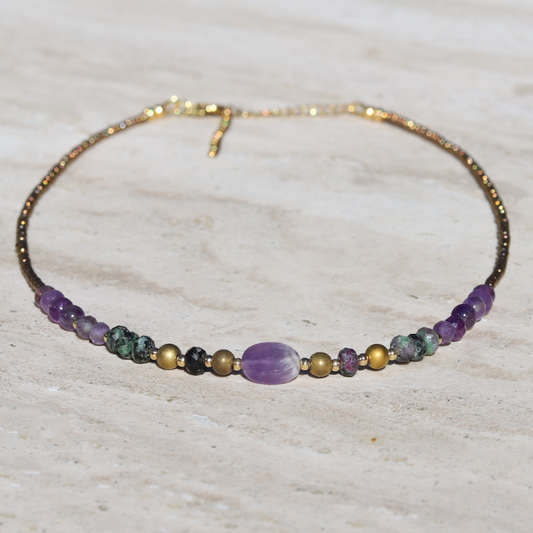 Amethyst & Ruby and Zoisite Necklace *Final Sale*