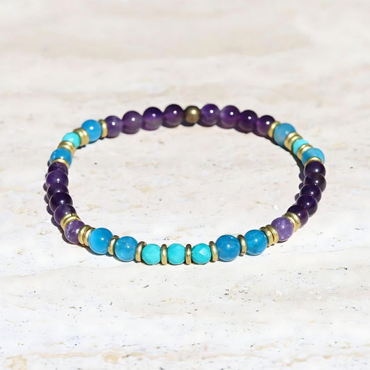 Amethyst and Apatite Beads Delicate Bracelet