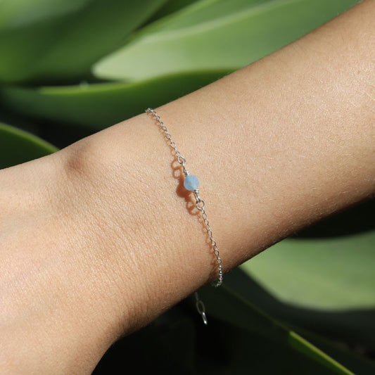 Aquamarine Sterling Silver Bracelet - March