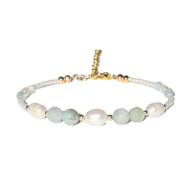 Genuine Aquamarine and Pearl bracelet