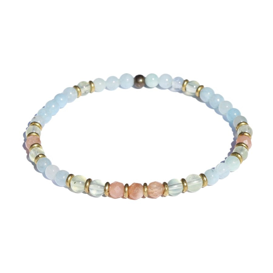 Aquamarine and sunstone Delicate Beaded Bracelet