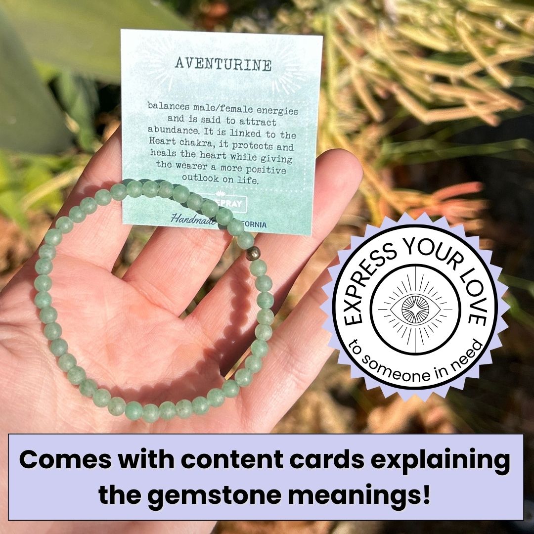 Genuine Matte Aventurine delicate bracelet with meaning cards 