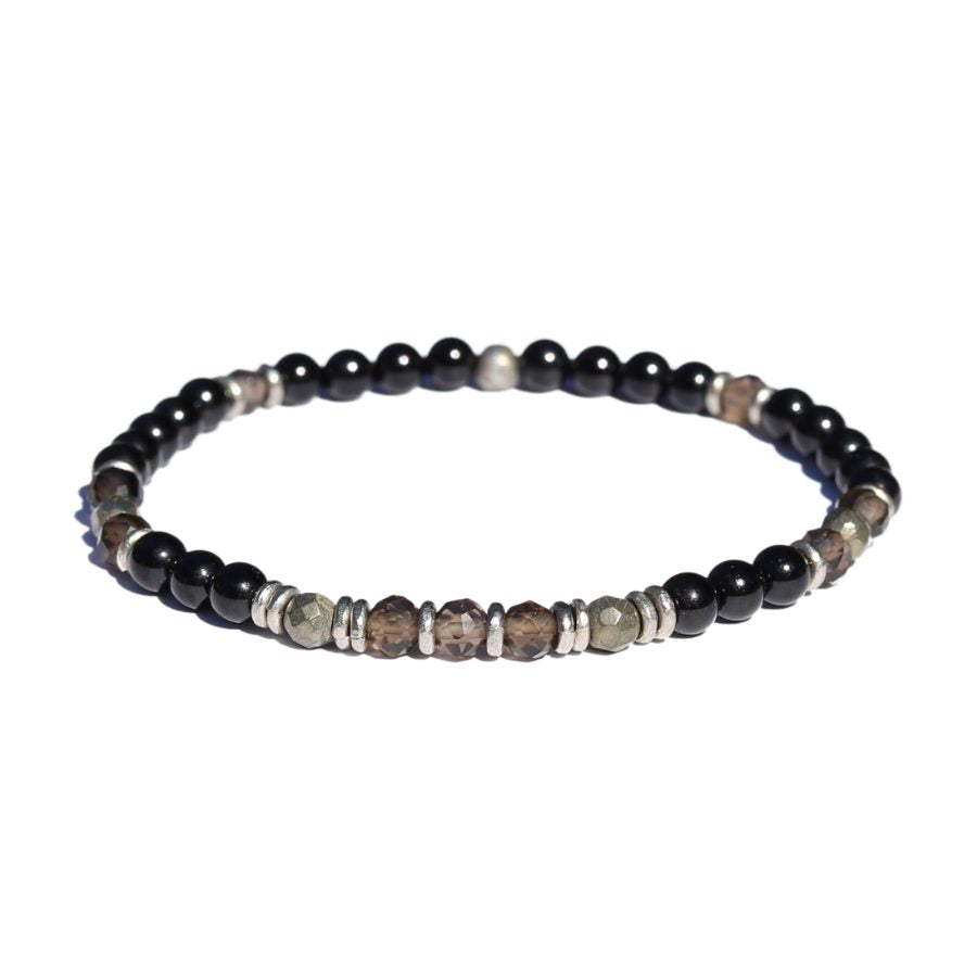 Black Tourmaline and Smoky Quartz Delicate Bracelet