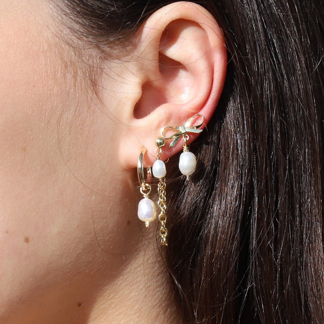 Hoop Pearl Dangle Earrings