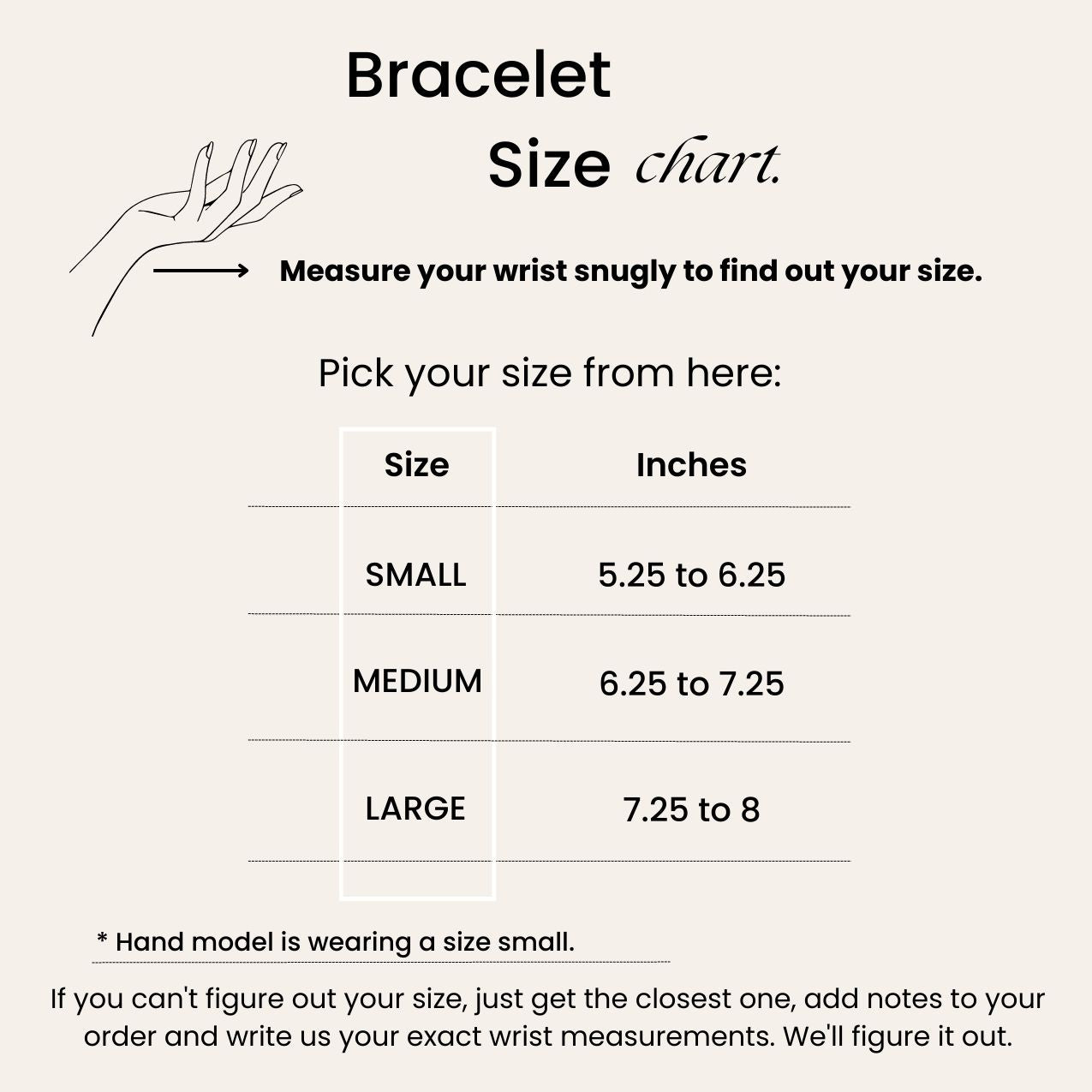 Bracelet size chart