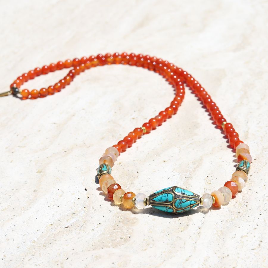 Carnelian & Turquoise Mala Necklace *Final Sale*