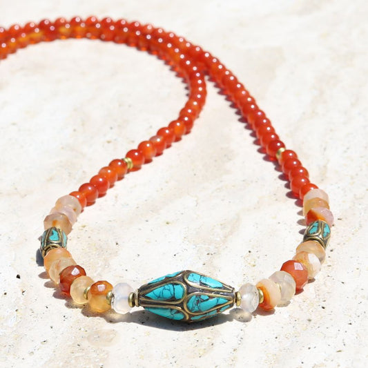 Carnelian & Turquoise Mala Necklace *Final Sale*