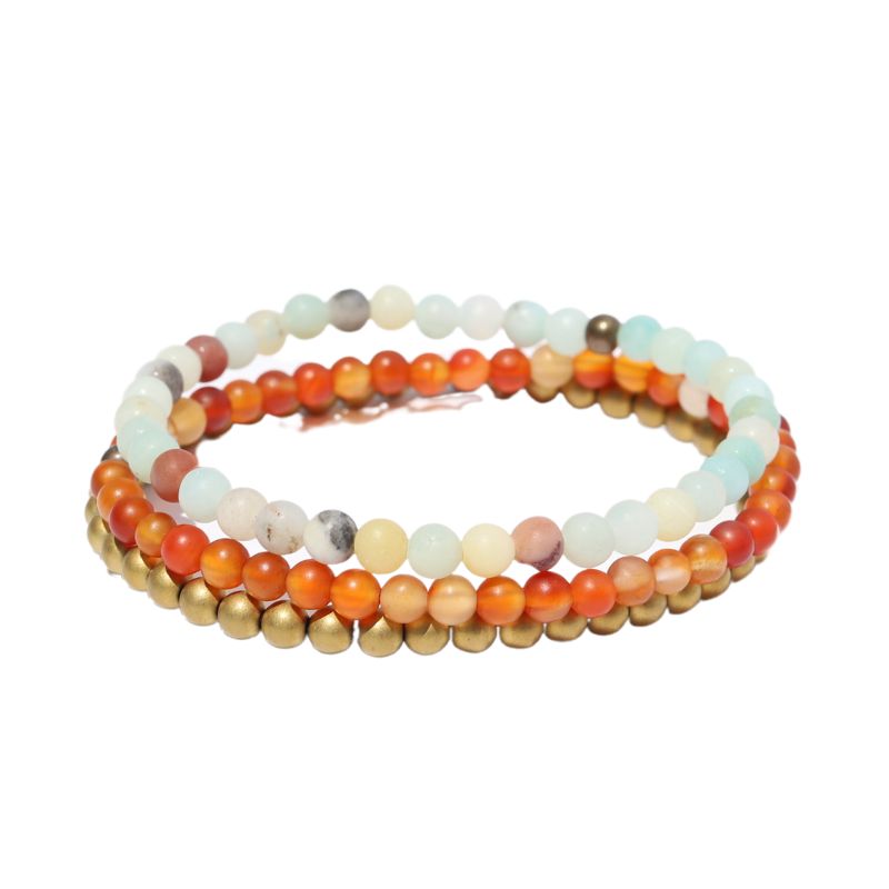 Amazonite Carnelian and Hematite Delicate Beaded Bracelet