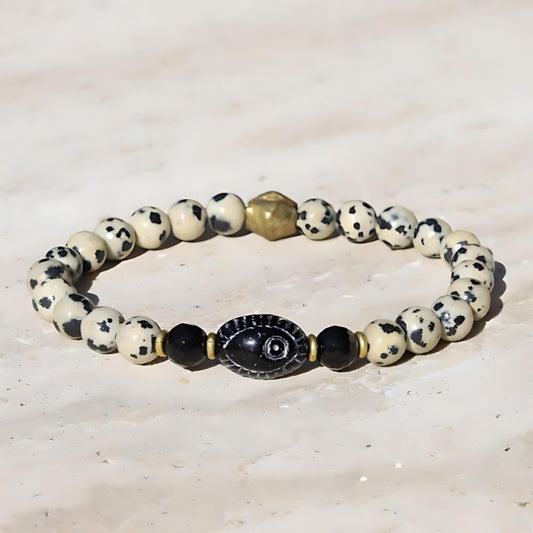 Dalmatian Jasper Evil Eye Bracelet *Final Sale*