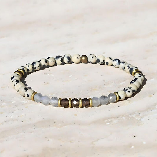 "Balance" Dalmatian Jasper and Labradorite Delicate Bracelet
