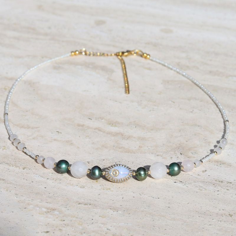 Evil Eye Pearl Necklace *Final Sale*