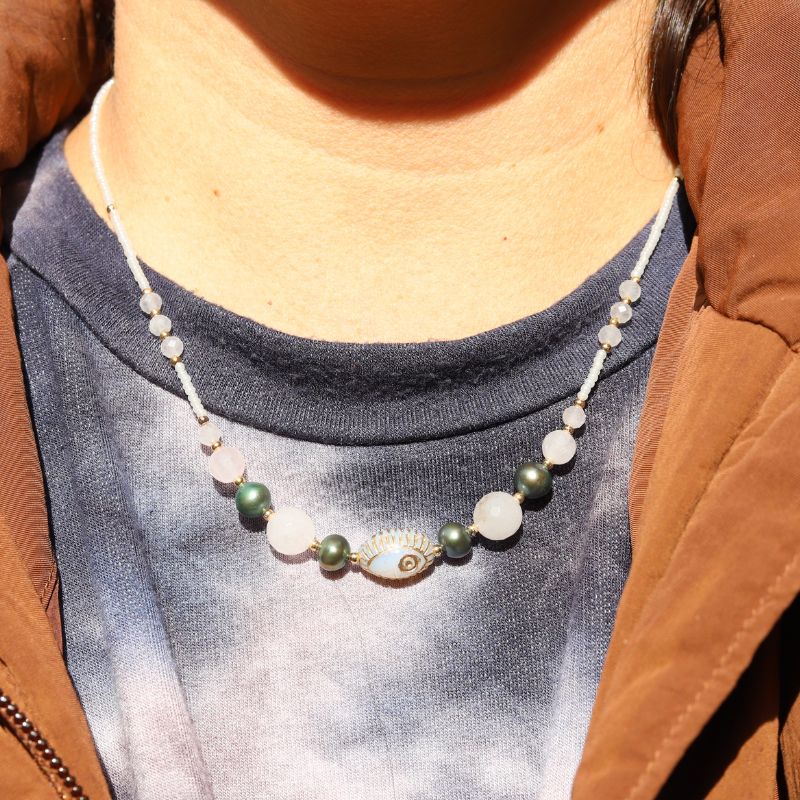Evil Eye Pearl Necklace *Final Sale*