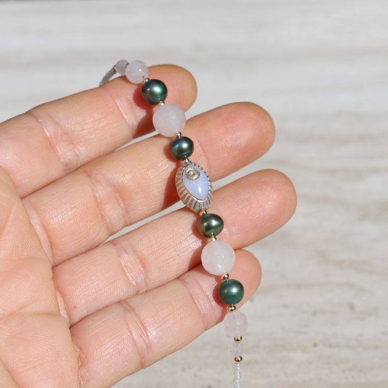 Evil Eye Pearl Necklace *Final Sale*