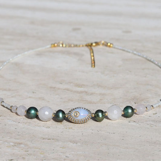 Evil Eye Pearl Necklace *Final Sale*