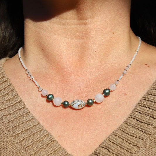 Evil Eye Pearl Necklace *Final Sale*