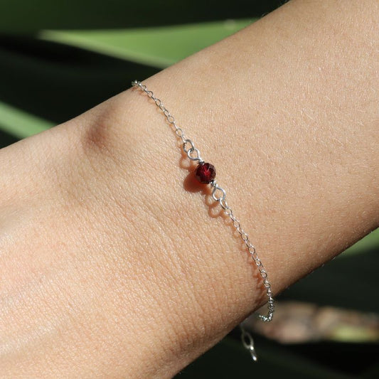 Garnet Sterling Silver Bracelet - January
