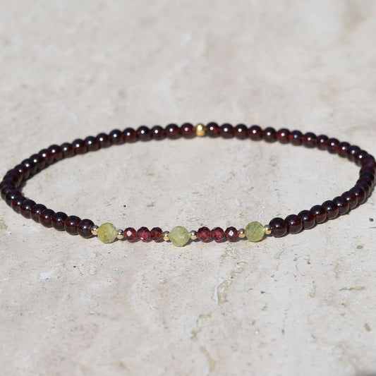 Garnet & Tsavorite Anklet