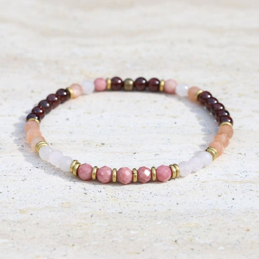 Garnet and Rose Quartz Delicate Bracelet