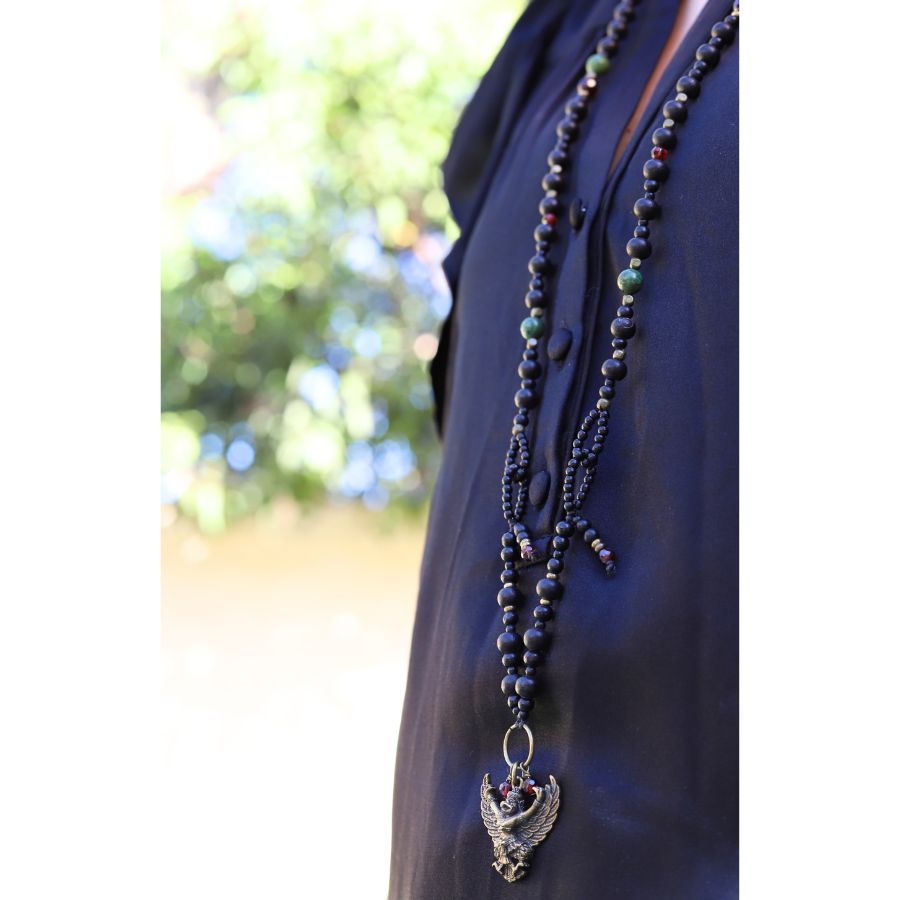 Unique Ebony Garnet and Turquoise Necklace - *Final Sale*