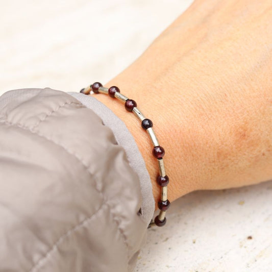 Garnet and African Beads Bracelet *Final Sale*