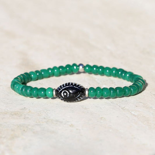 Green Vintage Glass Evil Eye Bracelet *Final Sale*