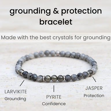 Protection and Grounding” Jasper and Larvikite Mens Bracelet