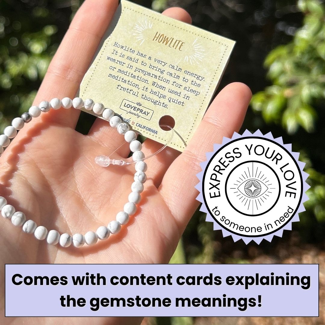 Genuine Howlite delicate bracelet with meaning cards 