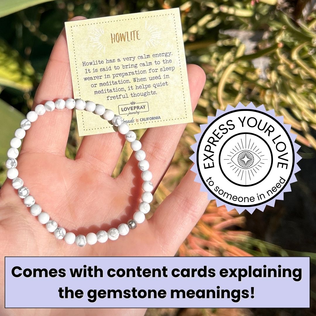 Genuine Matte Howlite delicate bracelet with meaning cards 