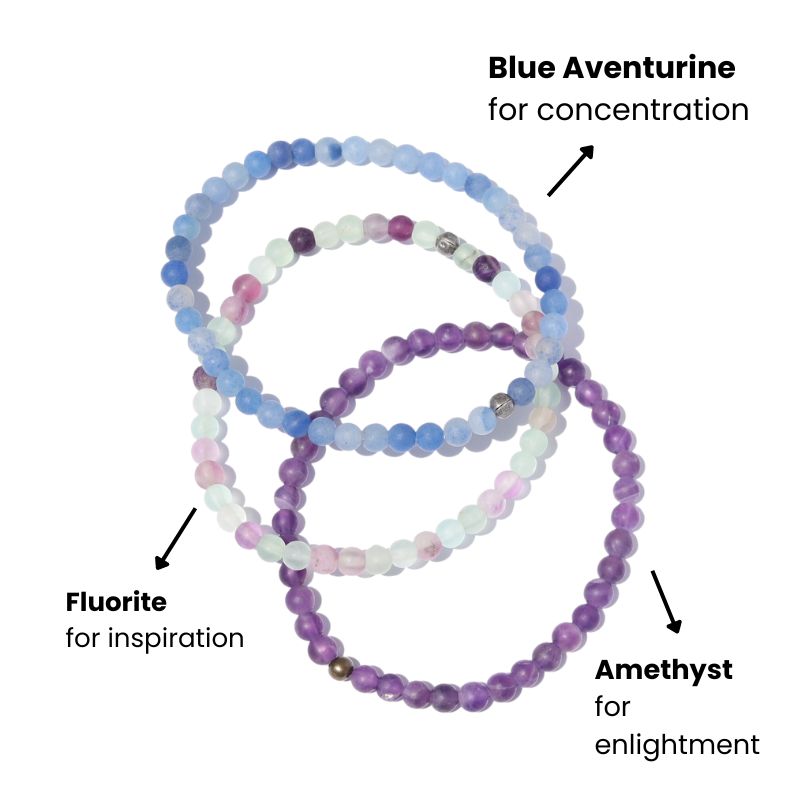 "Inspiration" Fluorite Amethyst & Aventurine Bracelet Set