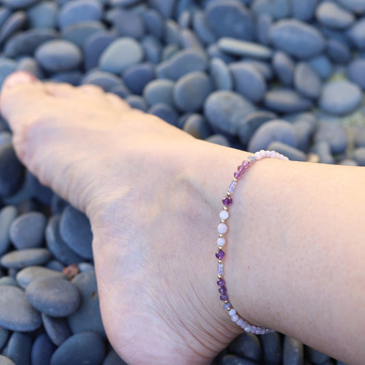 Kunzite & Amethyst Luxury Anklet