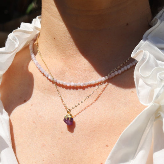 Kunzite and Amethyst Necklace Set