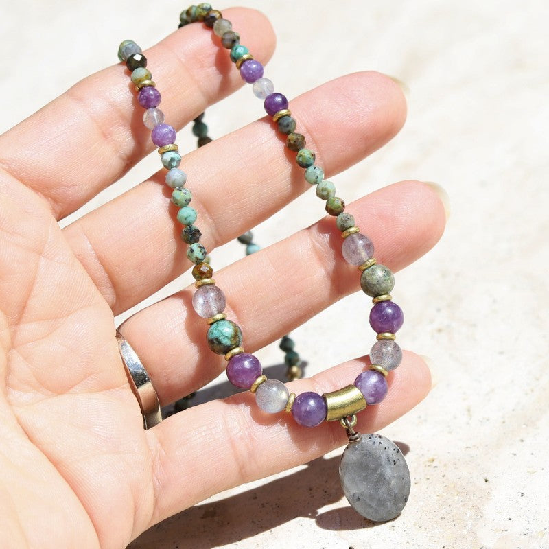 Labradorite & Turquoise Beaded Necklace *Final Sale*
