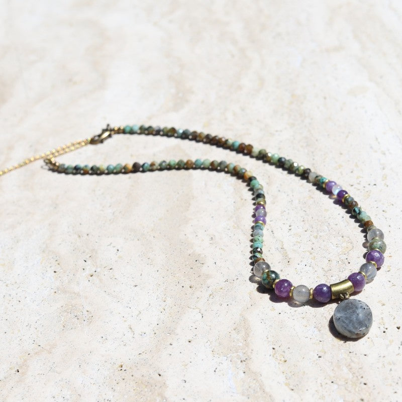 Labradorite & Turquoise Beaded Necklace *Final Sale*