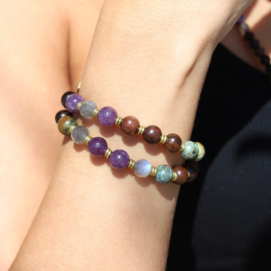 Labradorite and Lepidolite Wrist Mala