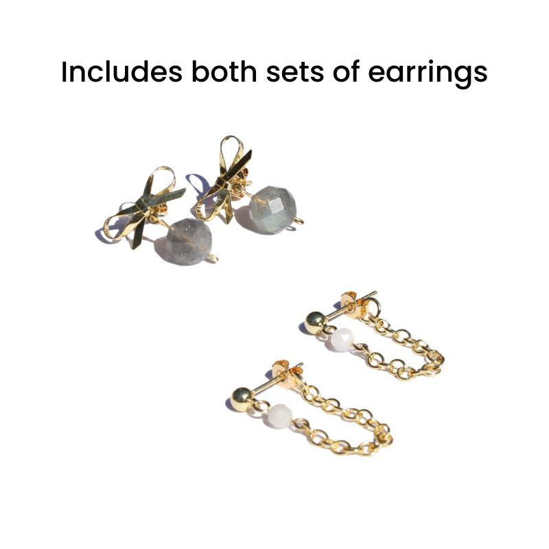 Labradorite and Moonstone Earring Stack
