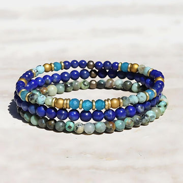 Lapis Lazuli and African Turquoise Bracelet Stack - Bracelet Set