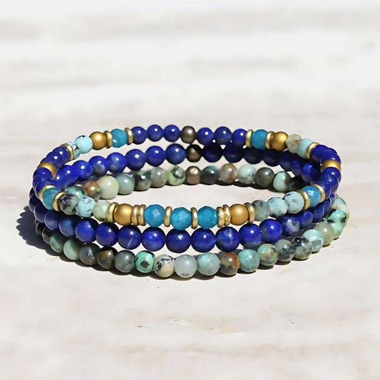 “Intuition and Change” Lapis Lazuli and African Turquoise Bracelet Set