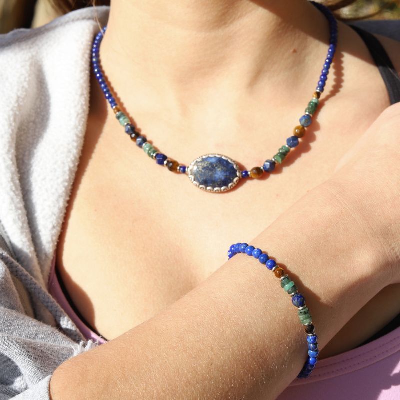 Vintage Lapis Lazuli & Emerald Necklace  *Final Sale*