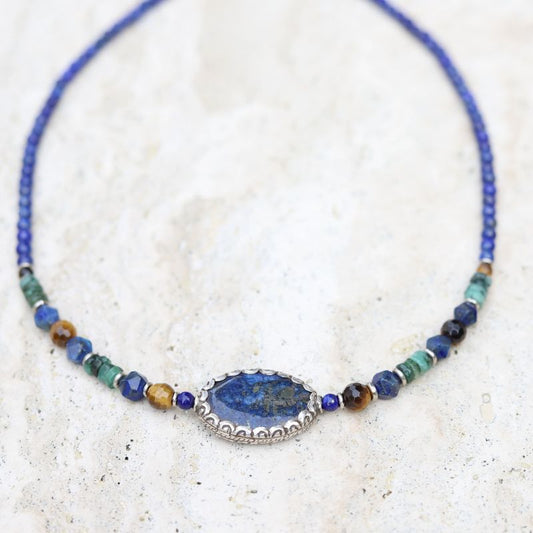 Vintage Lapis Lazuli & Emerald Necklace  *Final Sale*