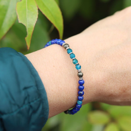 “Intuition & Gratitude” Lapis Lazuli and Apatite Delicate Bracelet