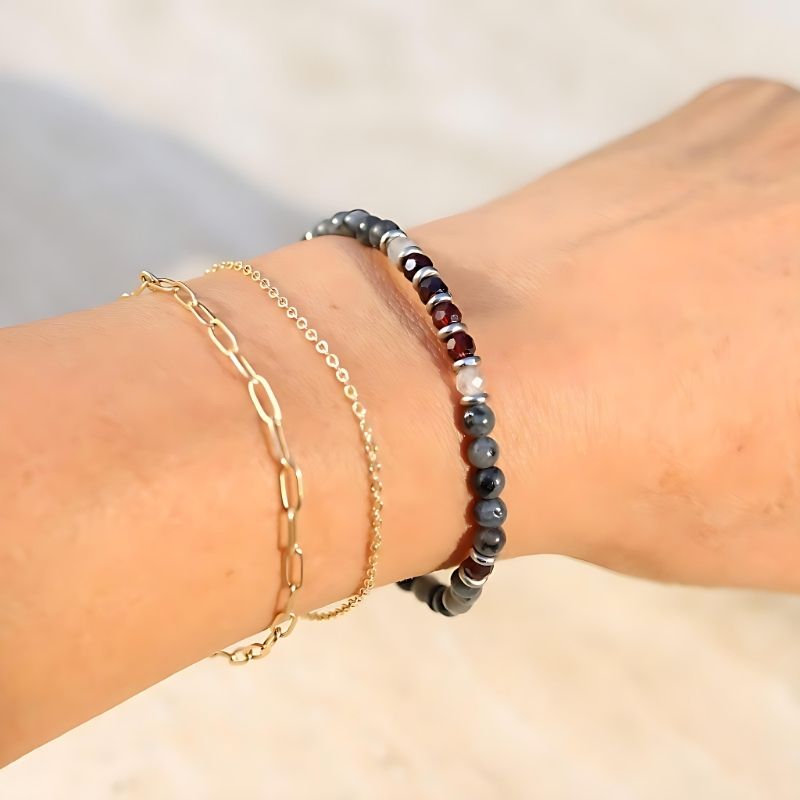 Larvikite & Garnet Bracelet