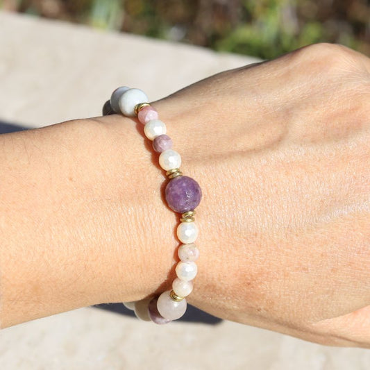 Lepidolite & Vegan Pearl Bracelet *Final Sale*
