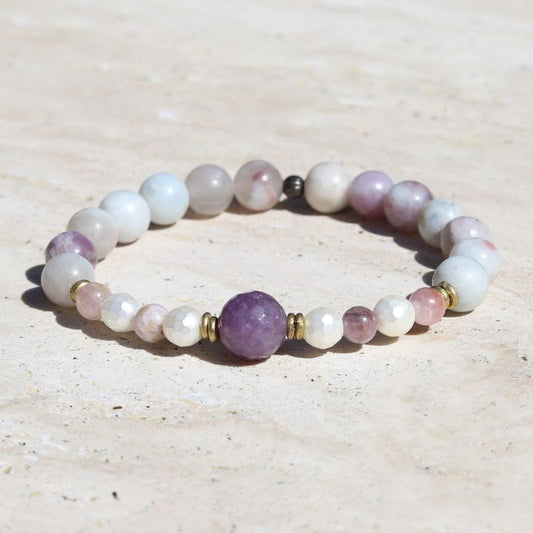 Lepidolite & Vegan Pearl Bracelet *Final Sale*