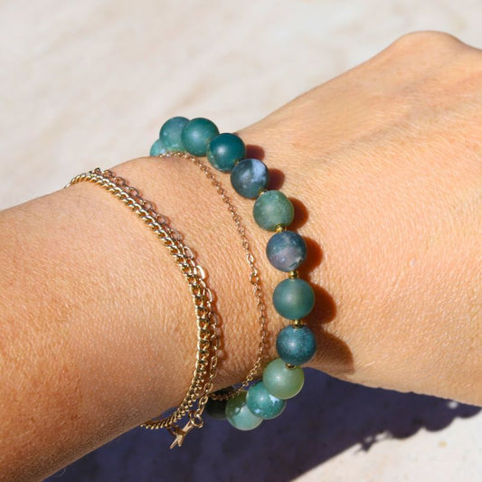 Matte Moss Agate Bracelet *Final Sale*