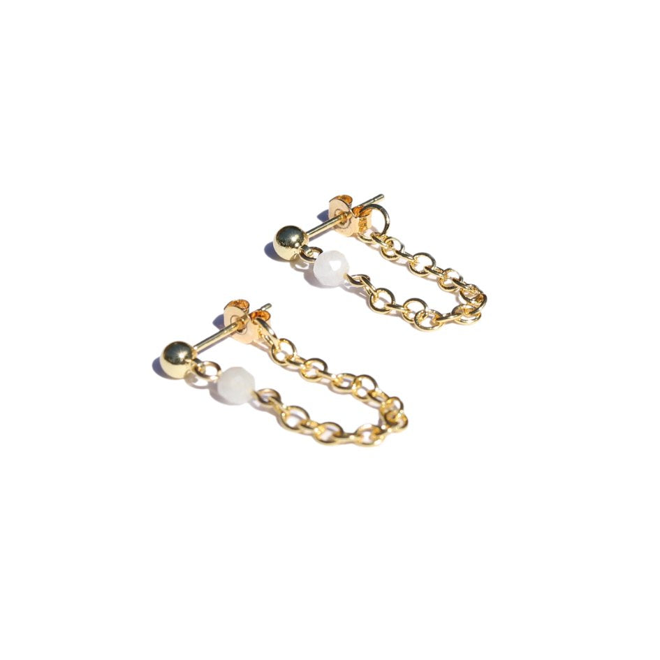 Moonstone Chain Earrings