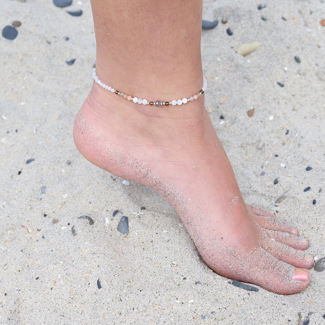 Moonstone and Sunstone Luxury Anklet