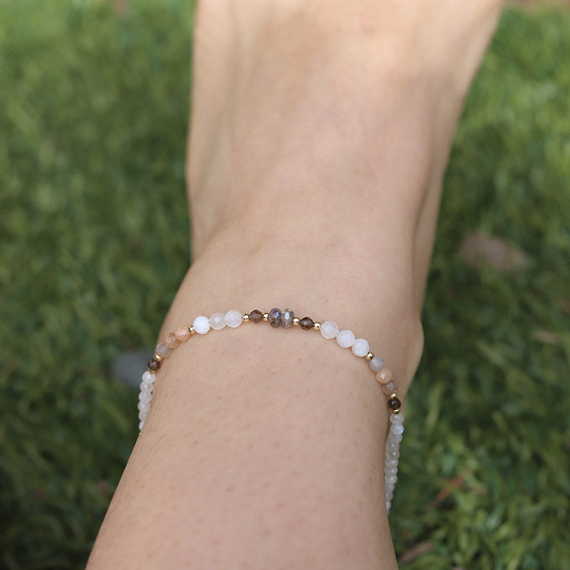 Moonstone and Sunstone Luxury Anklet