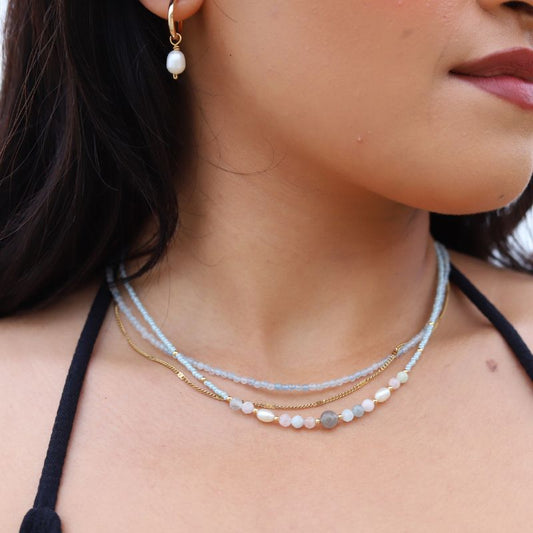 Morganite and Pearl Necklace