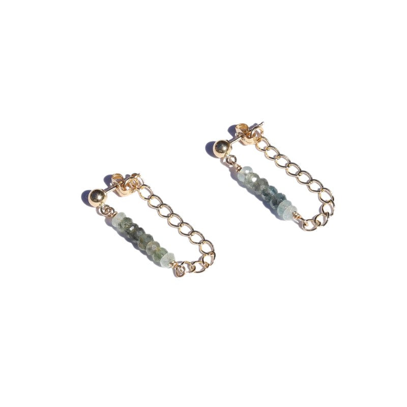 Genuine Moss Aquamarine Luxury Earrings
